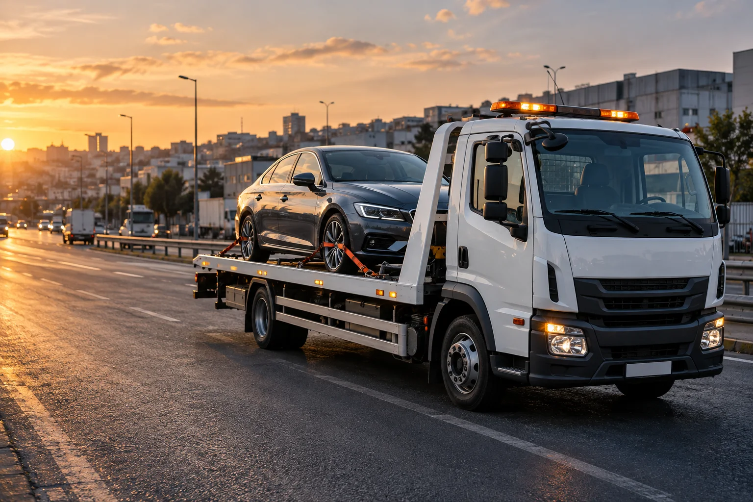İstanbul şehir yolunda otomobil taşıyan çekicinin temsili görseli